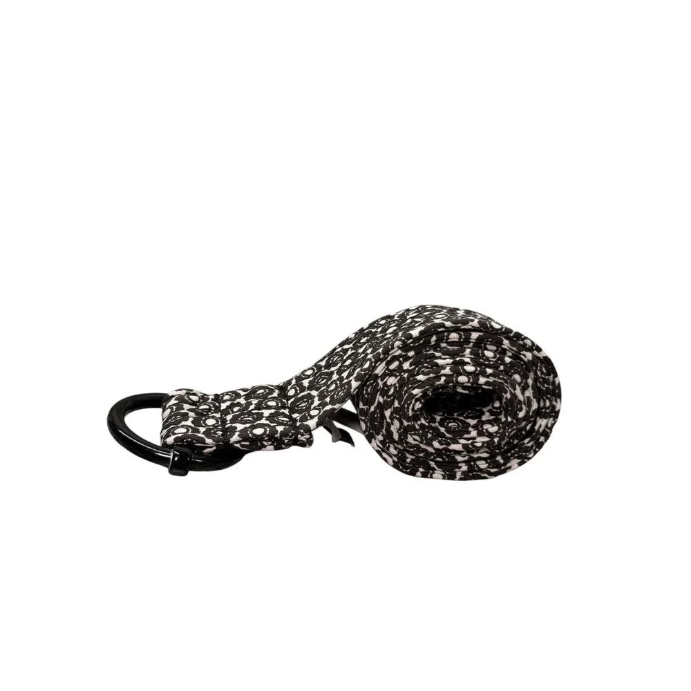 J.Crew Black White Floral Silk D-Ring Belt Medallion Print SP 08 M/L